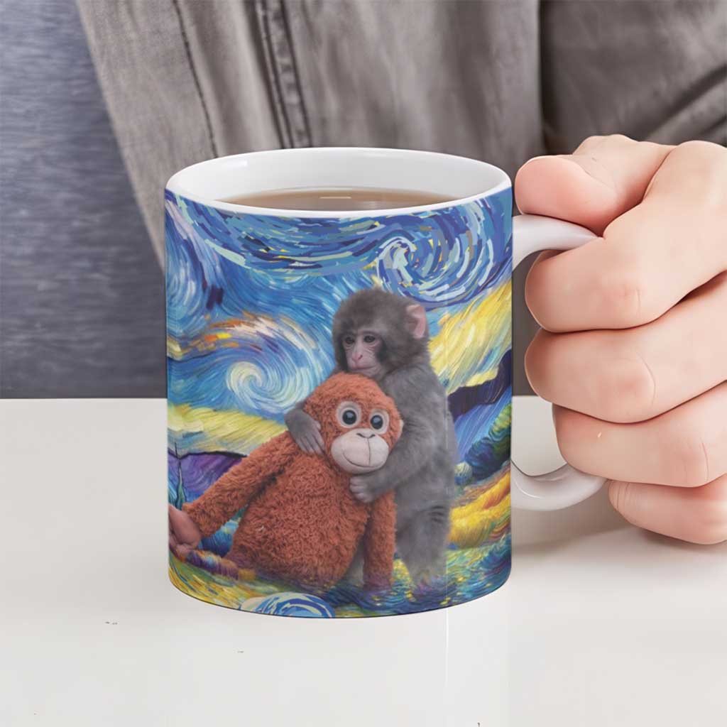 Baby Monkey Punch Personalized Ceramic Mug Starry Night Inspired