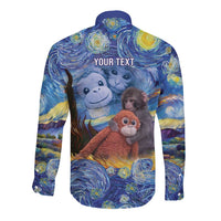 Baby Monkey Punch Personalized Long Sleeve Button Shirt Starry Night Inspired