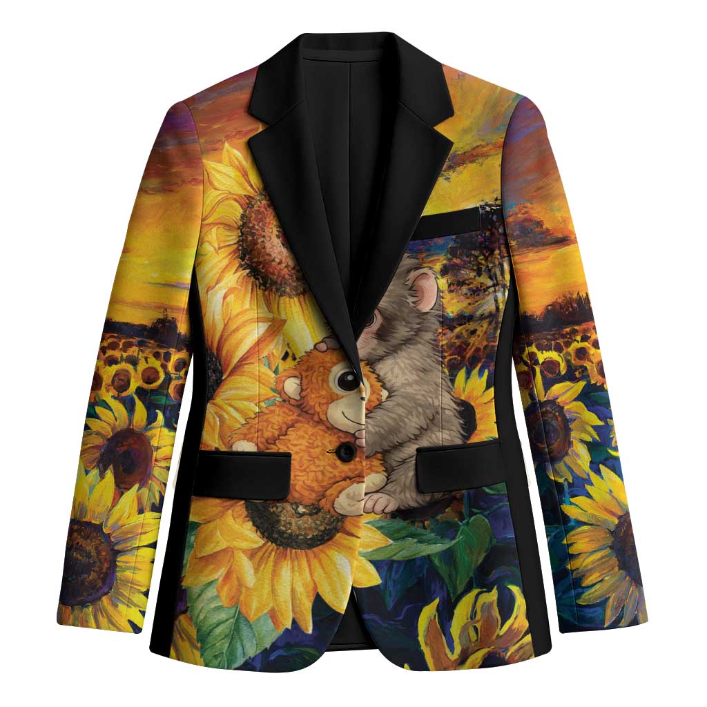 Baby Monkey Punch Personalized Blazer Sunflower Field Oil Painting Style