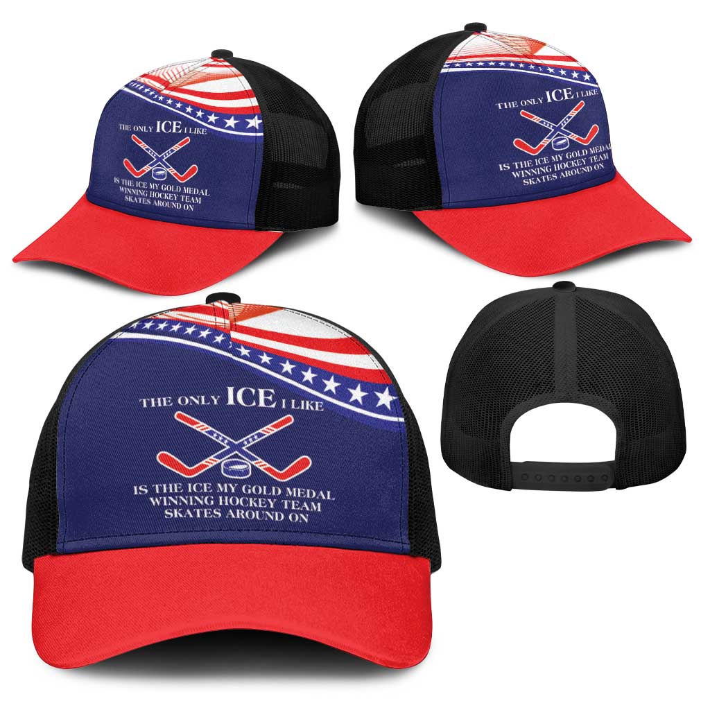 My Gold Medal Winning Hockey Team Baseball Net Cap Blue Style