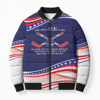 My Gold Medal Winning Hockey Team Personalized Bomber Puffer Jacket Blue Style