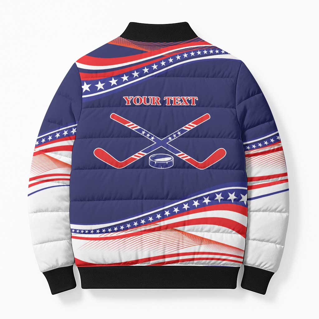 My Gold Medal Winning Hockey Team Personalized Bomber Puffer Jacket Blue Style