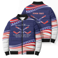 My Gold Medal Winning Hockey Team Personalized Bomber Puffer Jacket Blue Style