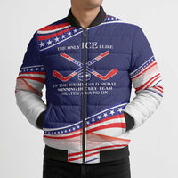 My Gold Medal Winning Hockey Team Personalized Bomber Puffer Jacket Blue Style