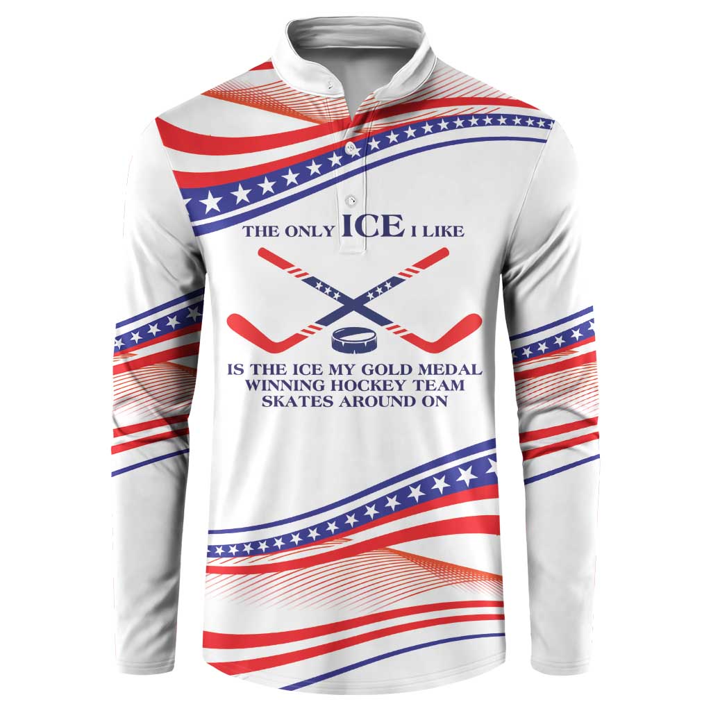 My Gold Medal Winning Hockey Team Personalized Button Sweatshirt White Style
