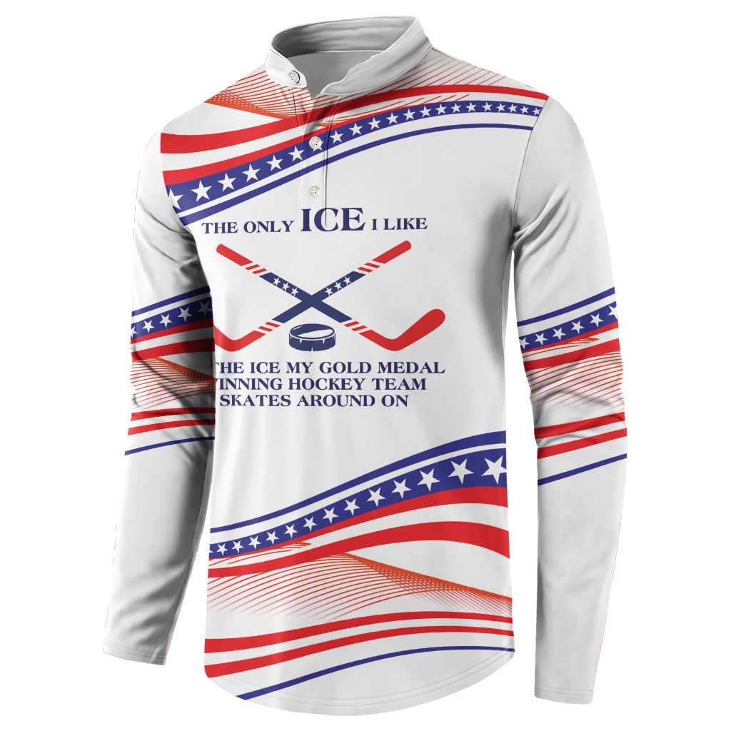 My Gold Medal Winning Hockey Team Personalized Button Sweatshirt White Style