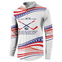 My Gold Medal Winning Hockey Team Personalized Button Sweatshirt White Style