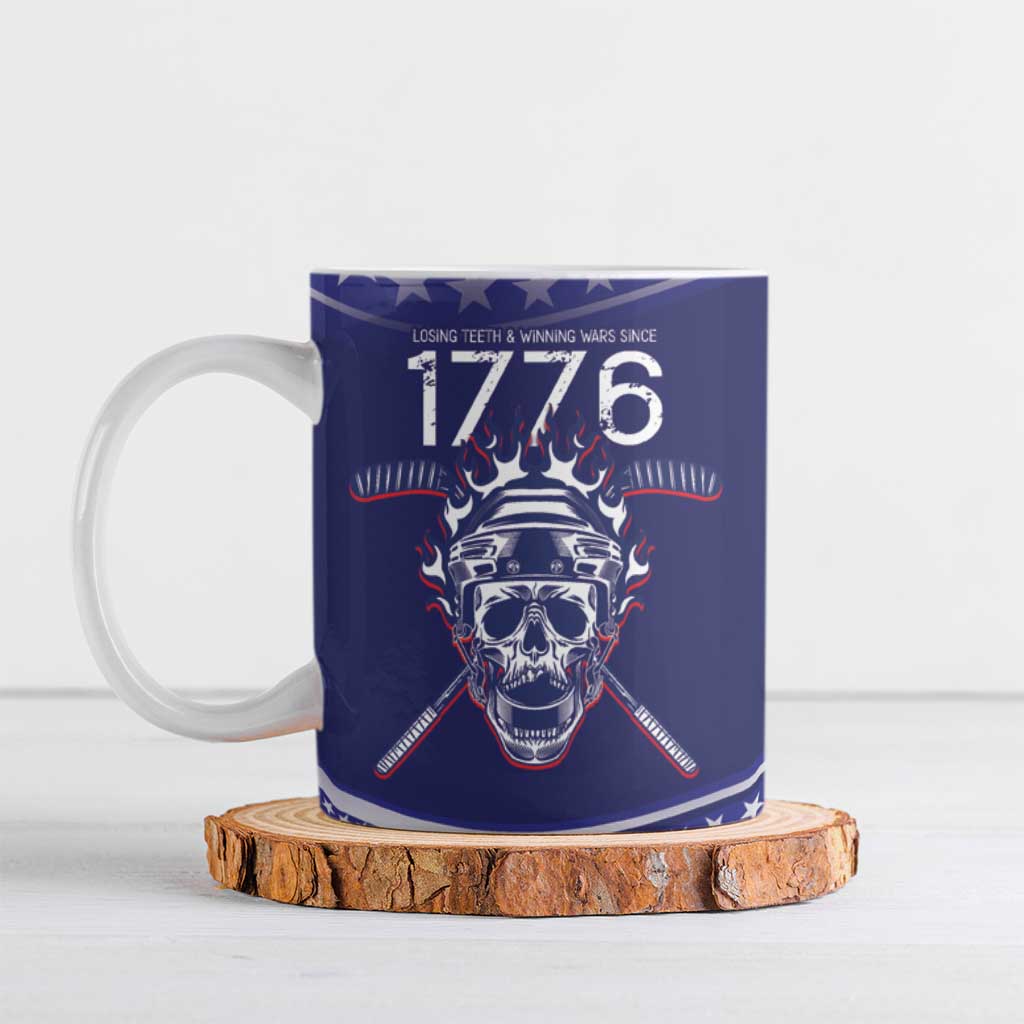 United States Hockey Personalized Ceramic Mug Losing Teeth Winning Wars Since 1776 Blue Style
