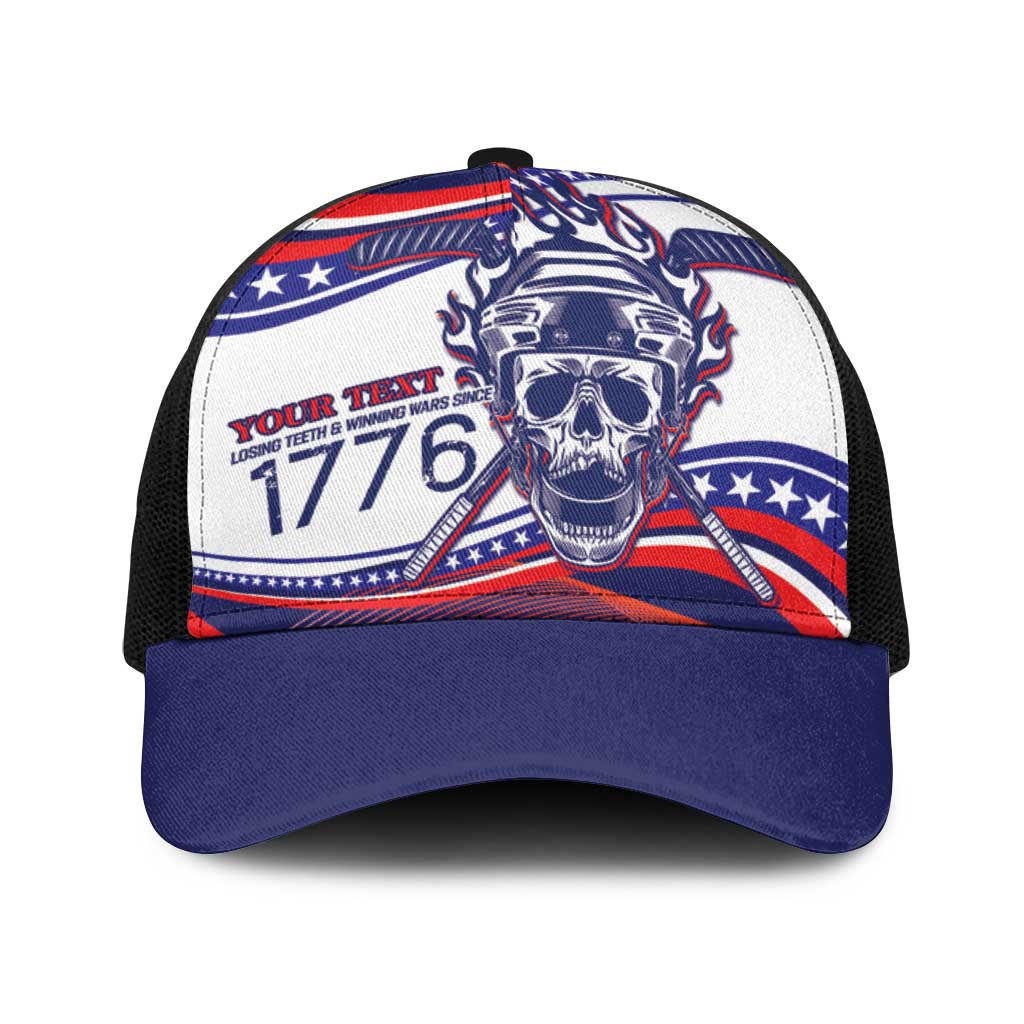 United States Hockey Personalized Baseball Net Cap Losing Teeth Winning Wars Since 1776 White Style