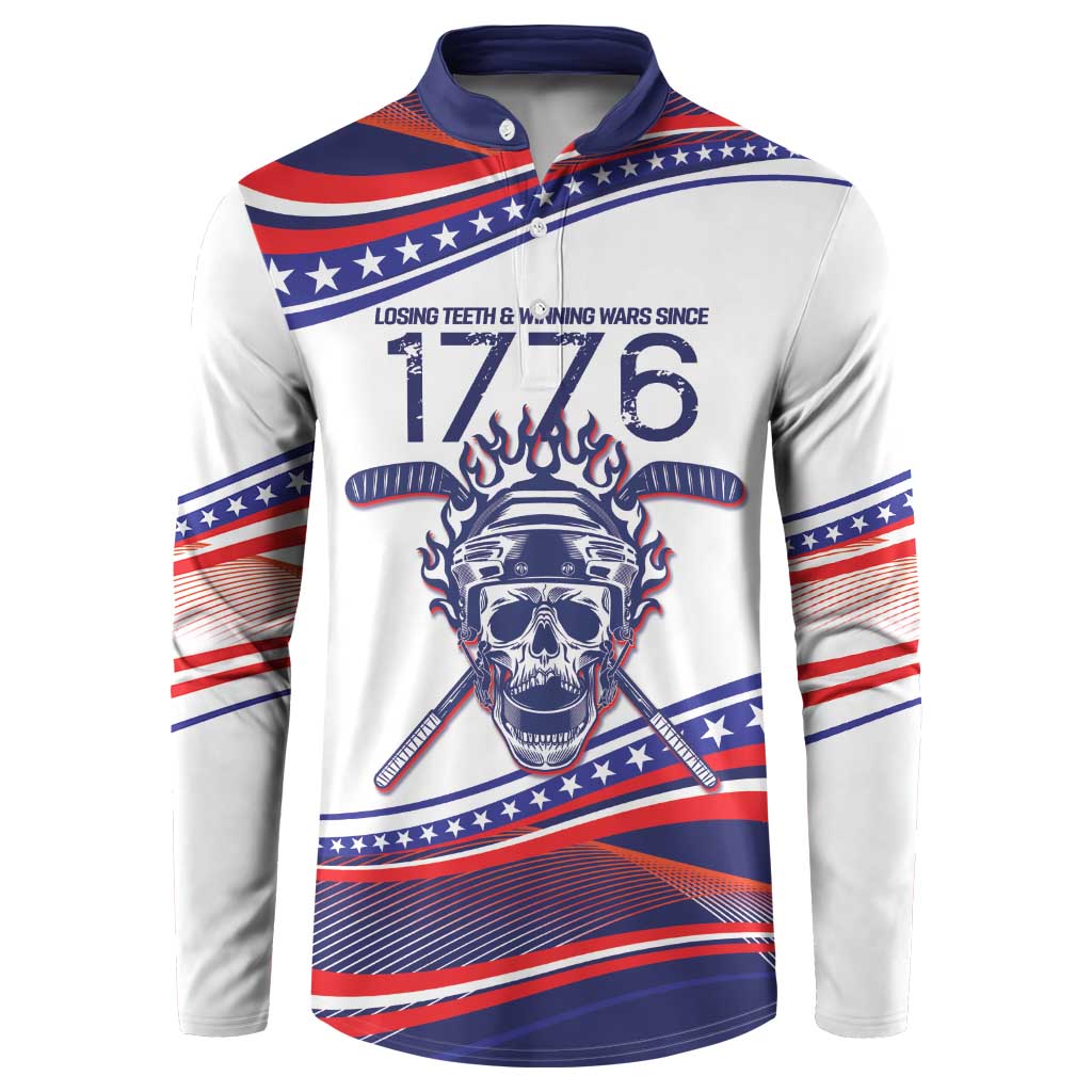 United States Hockey Personalized Button Sweatshirt Losing Teeth Winning Wars Since 1776 White Style