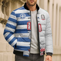 Custom Greece Italy Cultural Half Flag Bomber Puffer Jacket Scratch Style