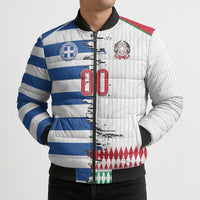 Custom Greece Italy Cultural Half Flag Bomber Puffer Jacket Scratch Style