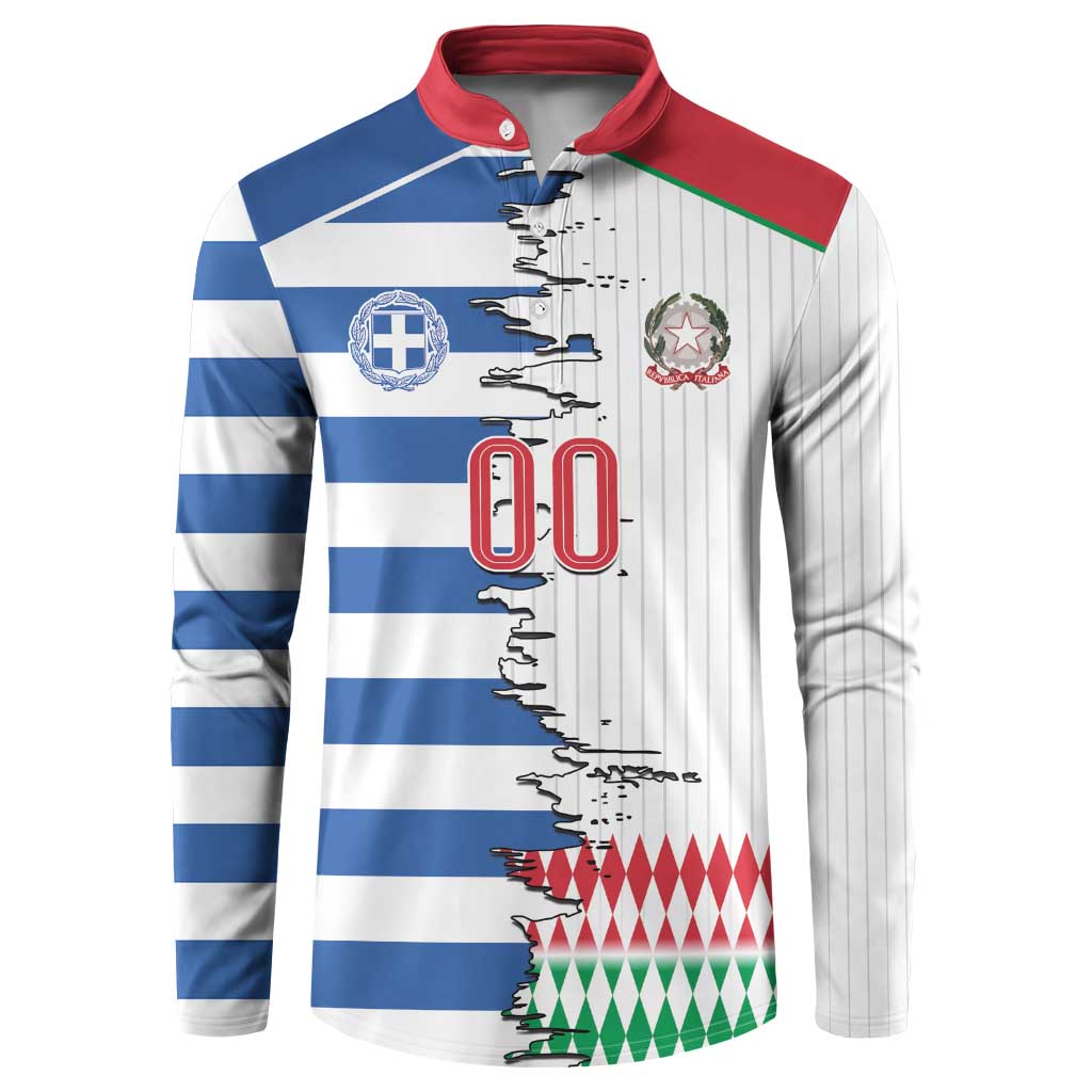 Custom Greece Italy Cultural Half Flag Button Sweatshirt Scratch Style