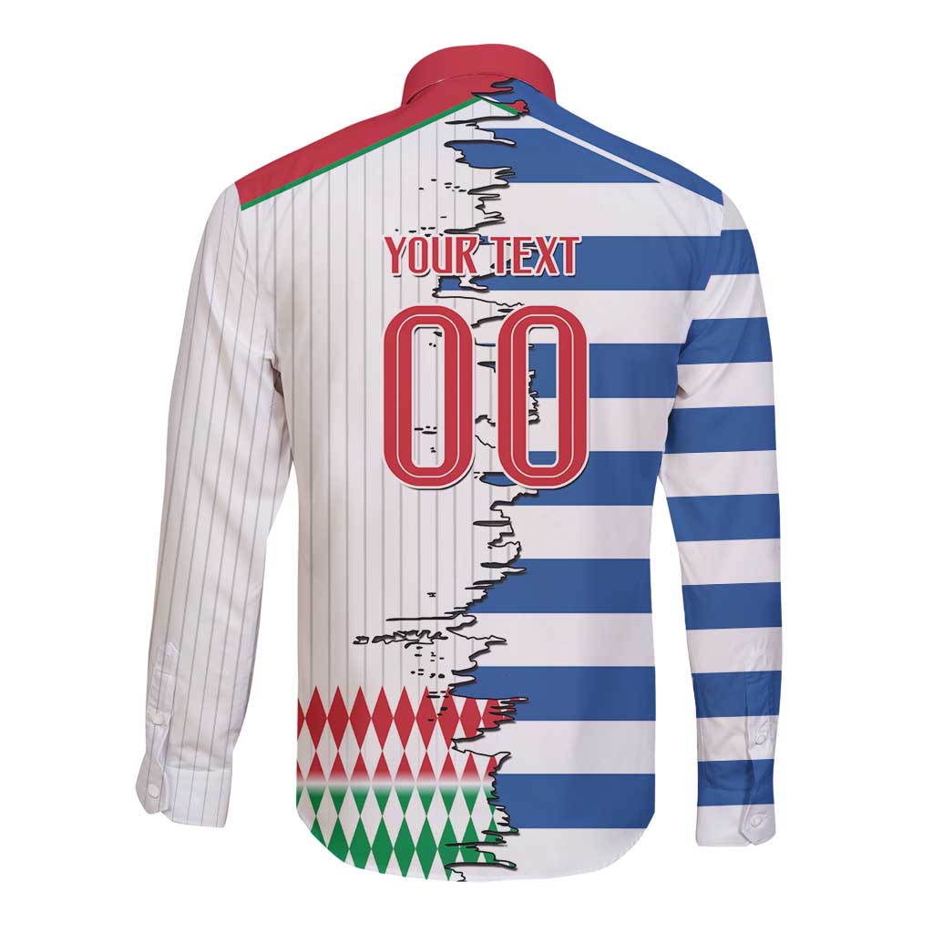 Custom Greece Italy Cultural Half Flag Long Sleeve Button Shirt Scratch Style