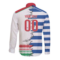 Custom Greece Italy Cultural Half Flag Long Sleeve Button Shirt Scratch Style