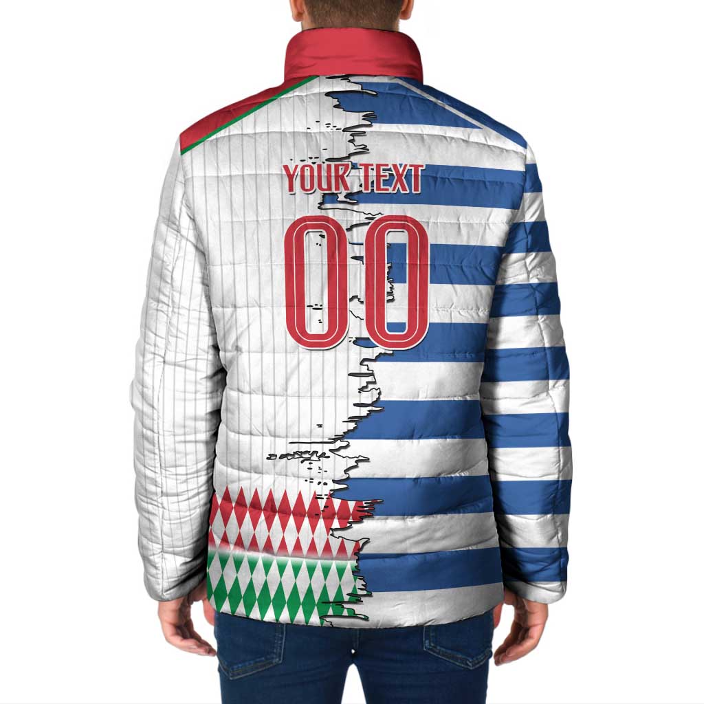 Custom Greece Italy Cultural Half Flag Padded Jacket Scratch Style