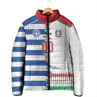 Custom Greece Italy Cultural Half Flag Padded Jacket Scratch Style