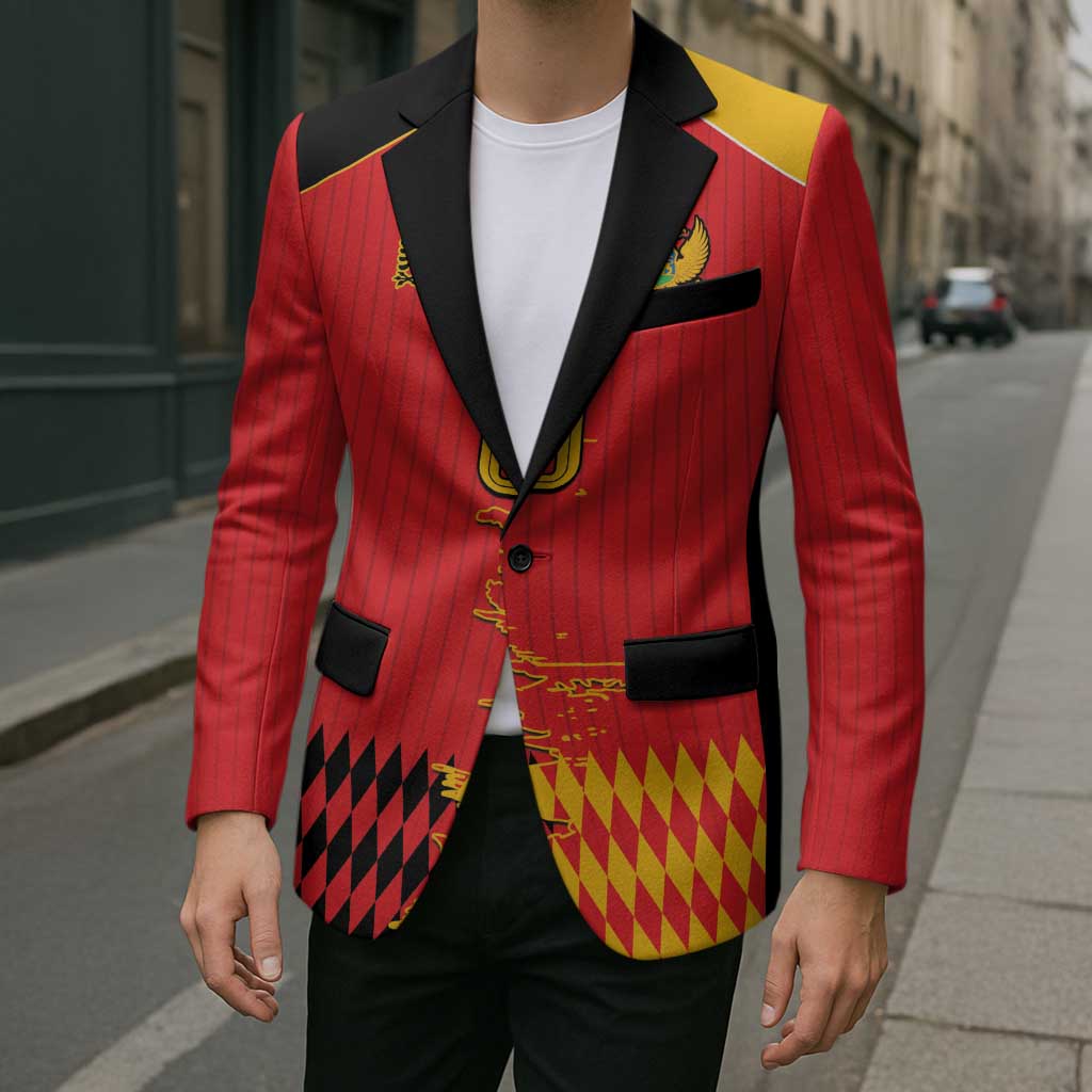 Custom Albania Montenegro Cultural Half Flag Blazer Scratch Style