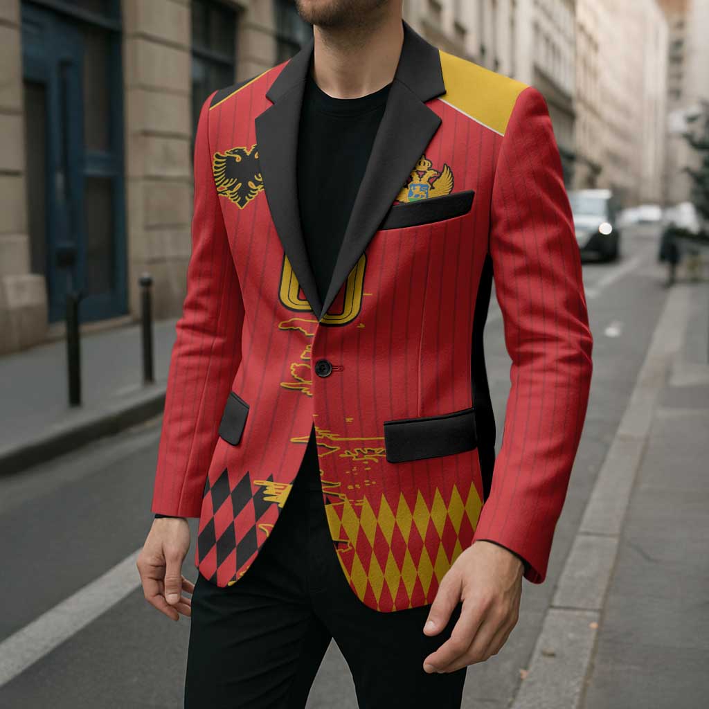 Custom Albania Montenegro Cultural Half Flag Blazer Scratch Style