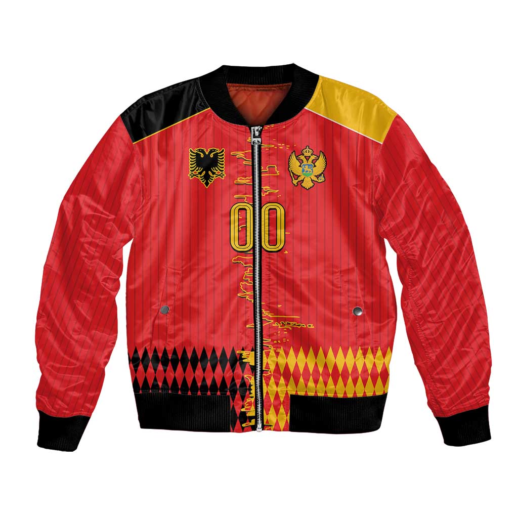 Custom Albania Montenegro Cultural Half Flag Bomber Jacket Scratch Style