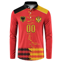 Custom Albania Montenegro Cultural Half Flag Button Sweatshirt Scratch Style