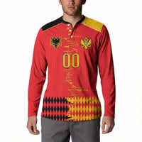 Custom Albania Montenegro Cultural Half Flag Button Sweatshirt Scratch Style