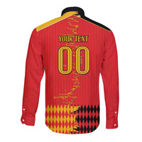 Custom Albania Montenegro Cultural Half Flag Long Sleeve Button Shirt Scratch Style