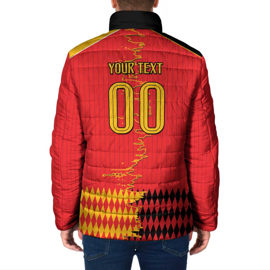 Custom Albania Montenegro Cultural Half Flag Padded Jacket Scratch Style
