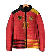 Custom Albania Montenegro Cultural Half Flag Padded Jacket Scratch Style