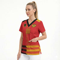 Custom Albania Montenegro Cultural Half Flag Scrub Top Scratch Style