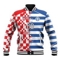 Custom Croatia Greece Cultural Half Flag Baseball Jacket Scratch Style
