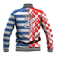 Custom Croatia Greece Cultural Half Flag Baseball Jacket Scratch Style