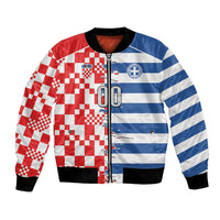 Custom Croatia Greece Cultural Half Flag Bomber Jacket Scratch Style