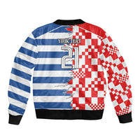 Custom Croatia Greece Cultural Half Flag Bomber Jacket Scratch Style