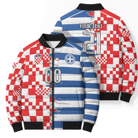 Custom Croatia Greece Cultural Half Flag Bomber Puffer Jacket Scratch Style