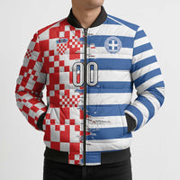 Custom Croatia Greece Cultural Half Flag Bomber Puffer Jacket Scratch Style