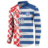 Custom Croatia Greece Cultural Half Flag Button Sweatshirt Scratch Style