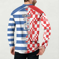 Custom Croatia Greece Cultural Half Flag Button Sweatshirt Scratch Style