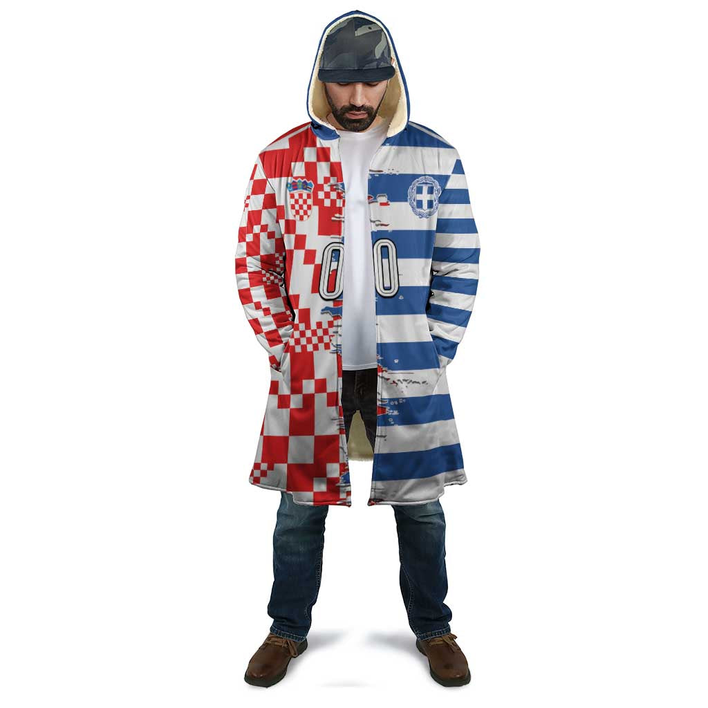 Custom Croatia Greece Cultural Half Flag Cloak Scratch Style