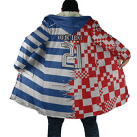 Custom Croatia Greece Cultural Half Flag Cloak Scratch Style