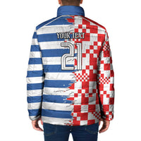 Custom Croatia Greece Cultural Half Flag Padded Jacket Scratch Style