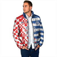 Custom Croatia Greece Cultural Half Flag Padded Jacket Scratch Style