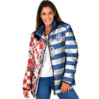 Custom Croatia Greece Cultural Half Flag Padded Jacket Scratch Style