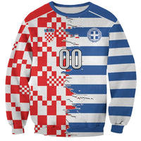 Custom Croatia Greece Cultural Half Flag Sweatshirt Scratch Style