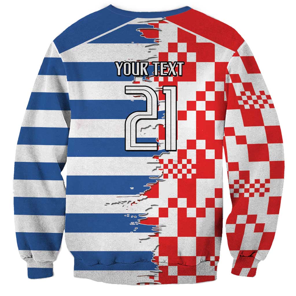 Custom Croatia Greece Cultural Half Flag Sweatshirt Scratch Style