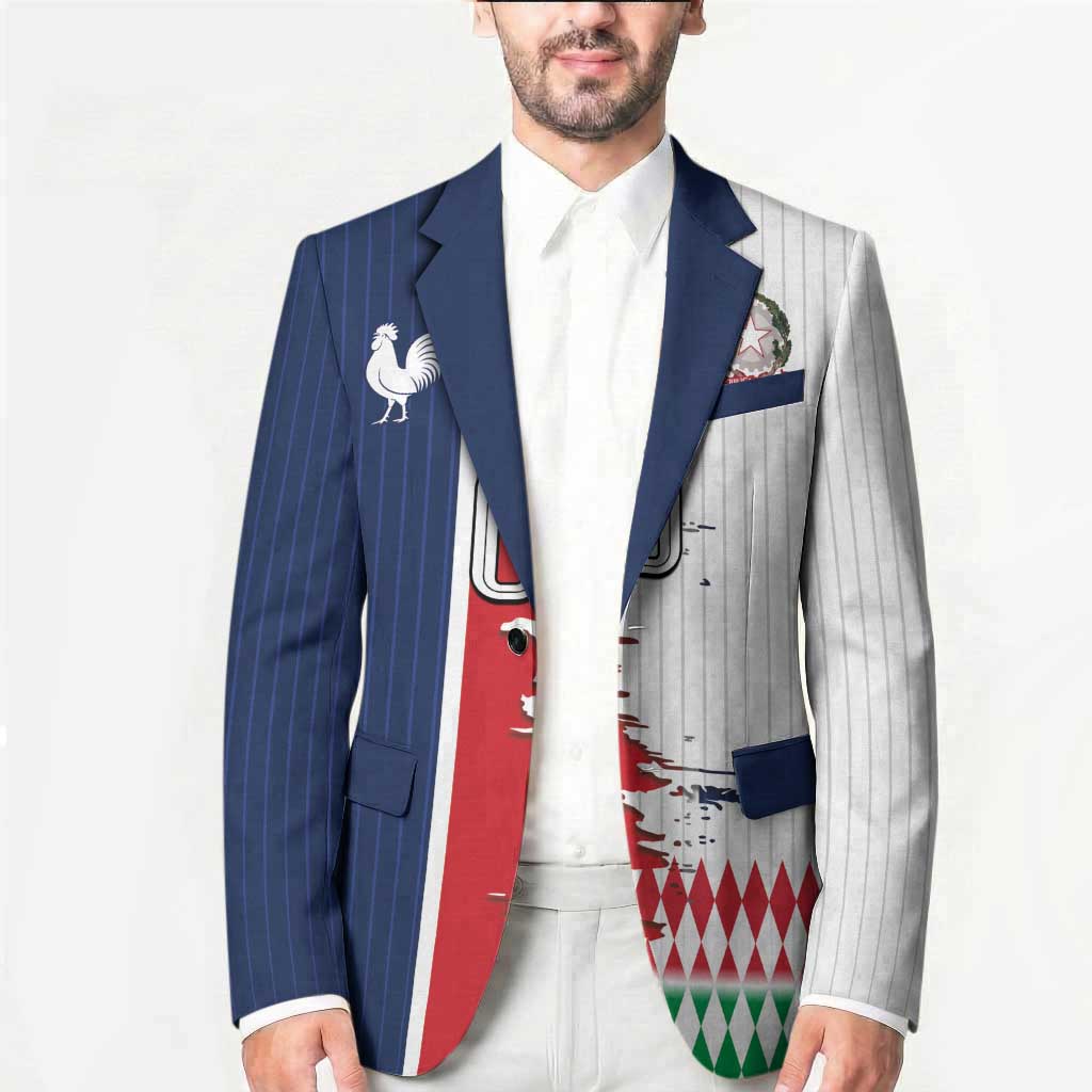 Custom France Italy Cultural Half Flag Blazer Scratch Style