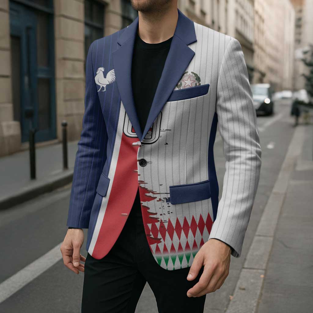 Custom France Italy Cultural Half Flag Blazer Scratch Style