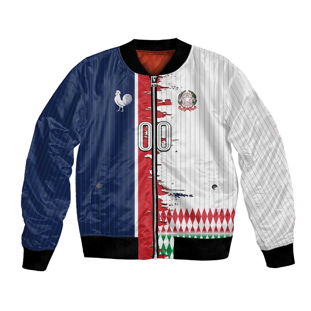 Custom France Italy Cultural Half Flag Bomber Jacket Scratch Style