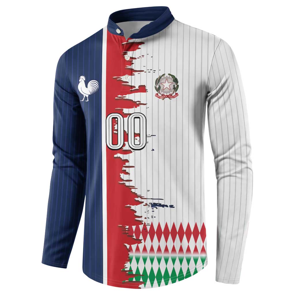 Custom France Italy Cultural Half Flag Button Sweatshirt Scratch Style