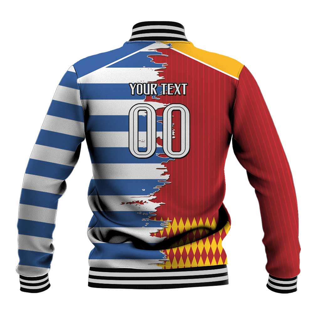 Custom Greece Spain Cultural Half Flag Baseball Jacket Scratch Style